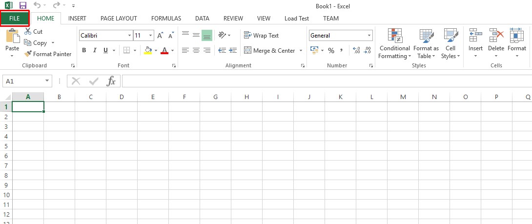 Click "File" in left corner of Excel